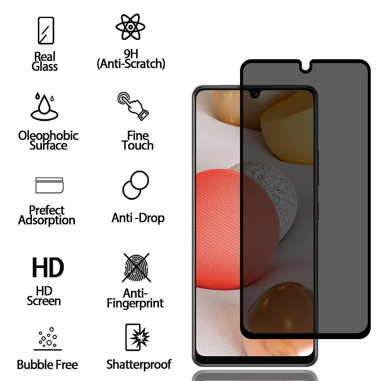 Privacy Pellicola Protettiva per Samsung Galaxy A42 5G [2 Pezzi], Privacy Vetro Temperato, Vetro Temperato Film Anti-Spy, Durezza 9H, Antigraffio, Anti-Spia Protezione Schermo per Samsung Galaxy A42