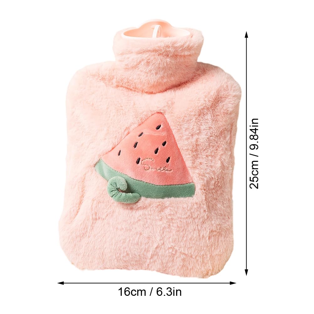 Hot Water Bottle, 1000ml Small Hot Water Bottle with Cover Warm Water Bag with Soft Faux Fur Cover Water Bag for Cold & Hot Compress Mini Hot-Water Bag for Women Men Children (Blue 1000ML)
