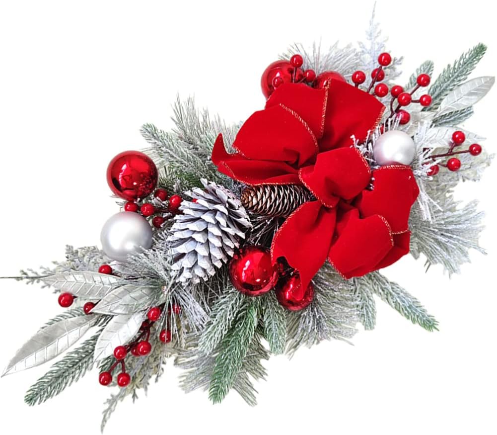 INOOMP Christmas Staircase Swag 5pcs Christmas Staircase Bow Pendant Teardrop Swag Stair Railing Decorative Swag for Wreath Garland Christmas Tree Topper Outdoor Decorations