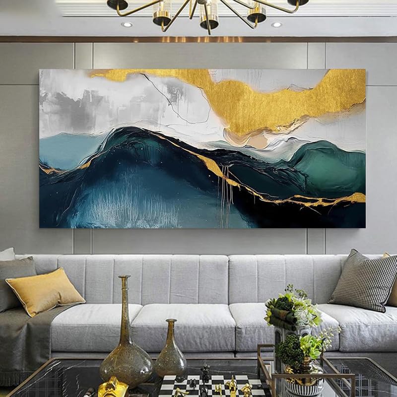 Feuille d'or toile imprimée moderne pour grand tableau décoratif salon