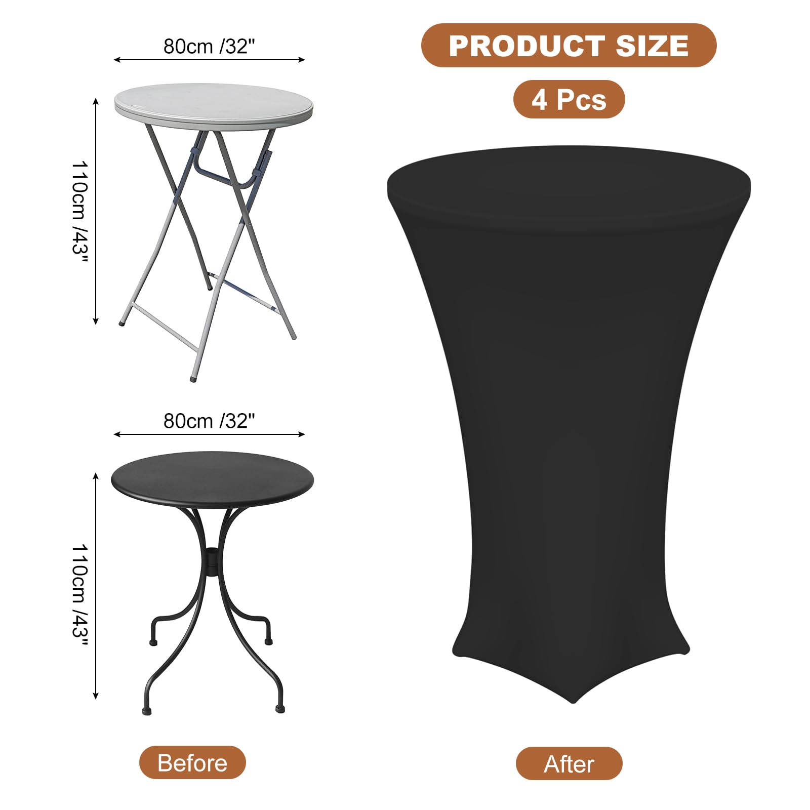 Amazon｜uxcell 4枚セット ラウンドカクテルテーブルクロス 32