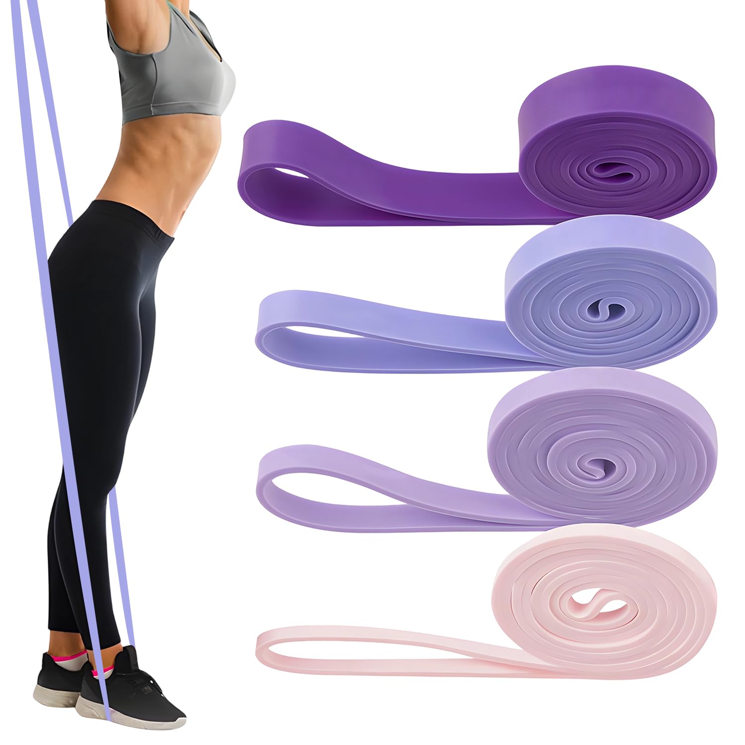 MOTIBACK Resistance Bands Set, 4 Different Levels Exercise Band with Storage Bag, Fitness Bands for Gym Workout, Pull up Bands, Bodyweight Training, Stretching, Calisthenics