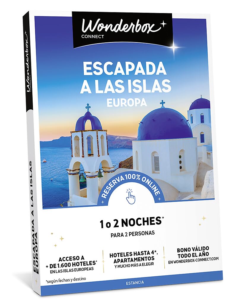 WONDERBOX – Cofre Regalo Escapada a Las Islas: Europa - De 1 a 2 Noches para 2 Personas - Escapada para Parejas - Regalar experiencias - Hoteles en Las Islas Europeas más emblemáticas