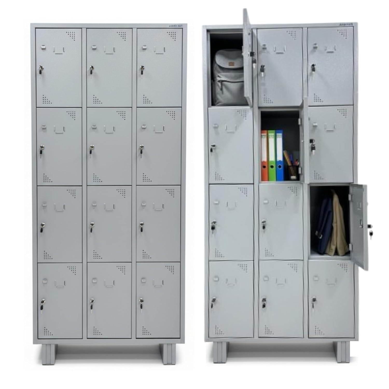 12-Door Heavy Duty CRCA Steel Employee Locker | Secure Inbuilt Locks Metal Storage Cabinet for Office, Gym, School, Factory & Hospital | Industrial Grey Security Locker | H78 x W36 x D19 Inch-image-37