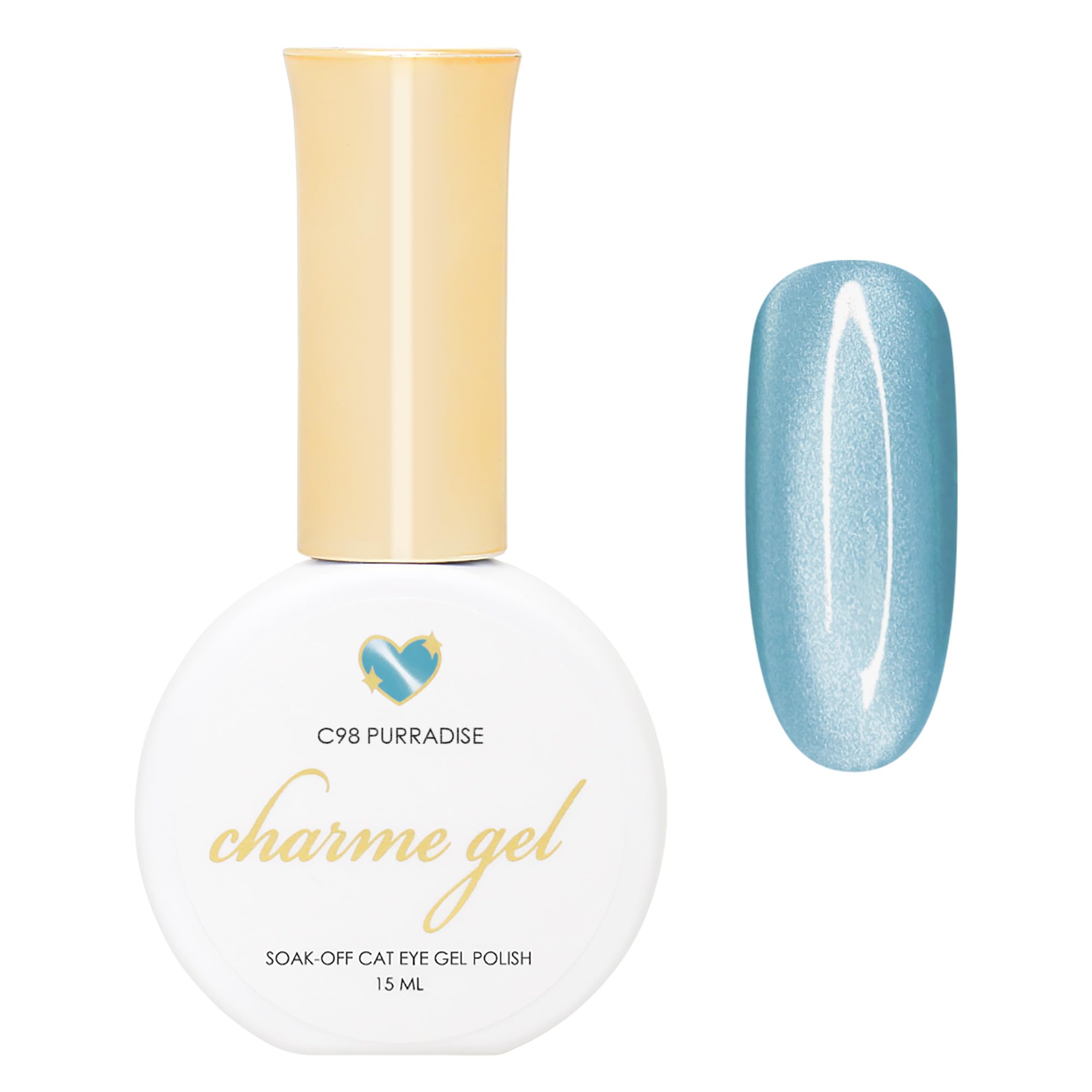 Daily Charme C98 Purradise Silk Cat Eye Magnetic Gel Nail Polish 15ml, Soak Off UV Led Gel Nail Polish, Home DIY/Nail Salon Manicure (Ocean Blue)