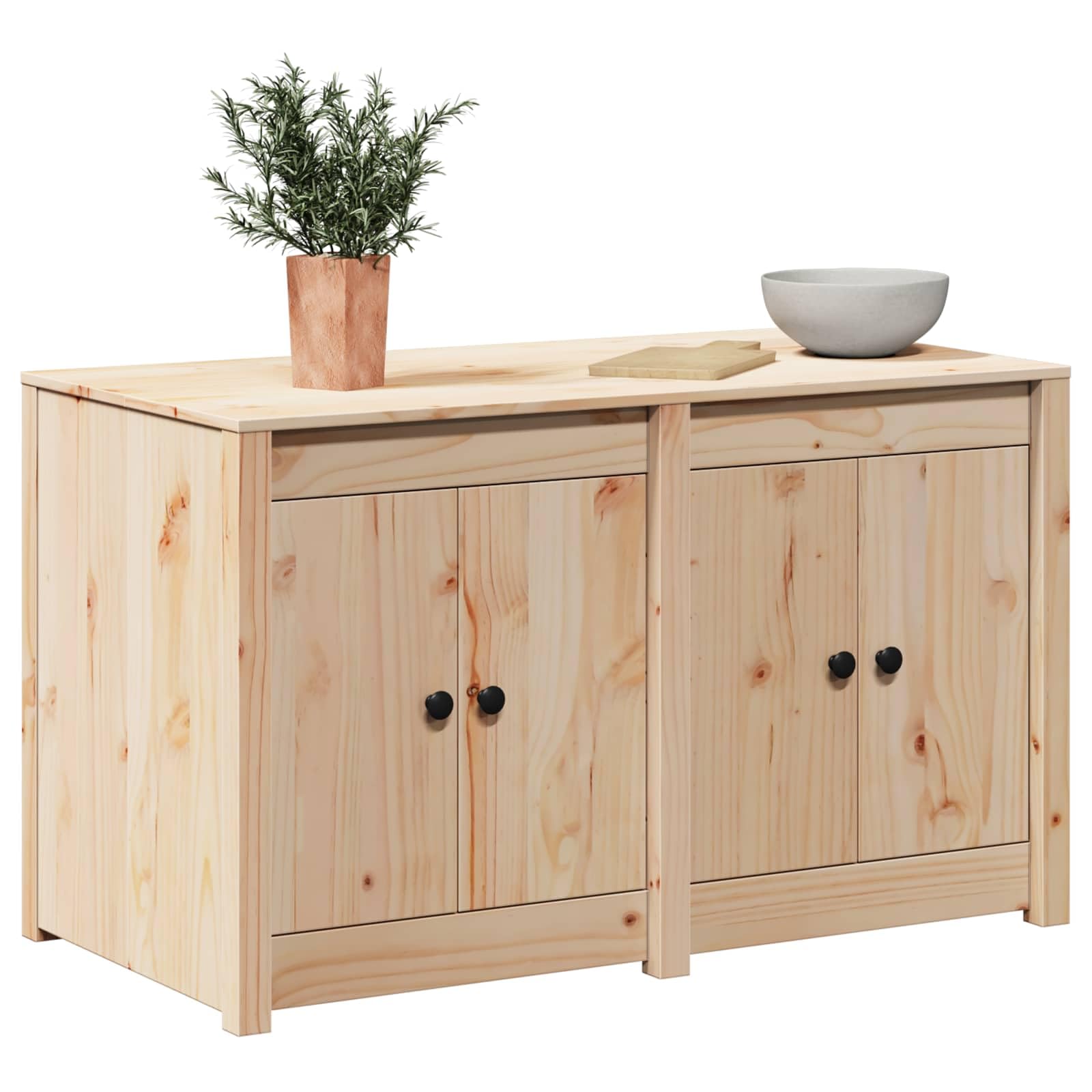 Vidaxl Untreated Pinewood Kitchen Cabinet With Shelf Meppel Brown Oak 106 X 55 X 64 Cm