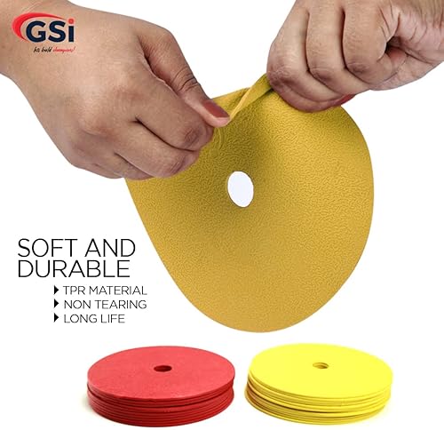Miniatura 4 de GSi Marcadores antideslizantes de 6 pulgadas para agujeros de piso, amarillo y rojo con soporte de transporte de metal, 24 piezas, conos de campo