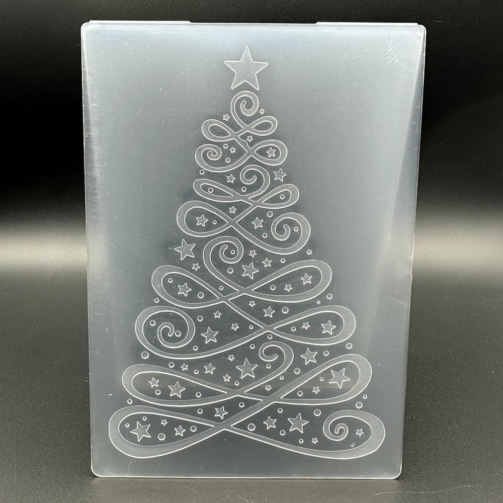 3D Plastic Embossing Folder Template Cartoon Christmas Tree Texture A6 Size for Card Making DIY Scrapbooking Paper Crafting Handmade Crafts Scrapbooking Arts Supplies Scrapbook Decor