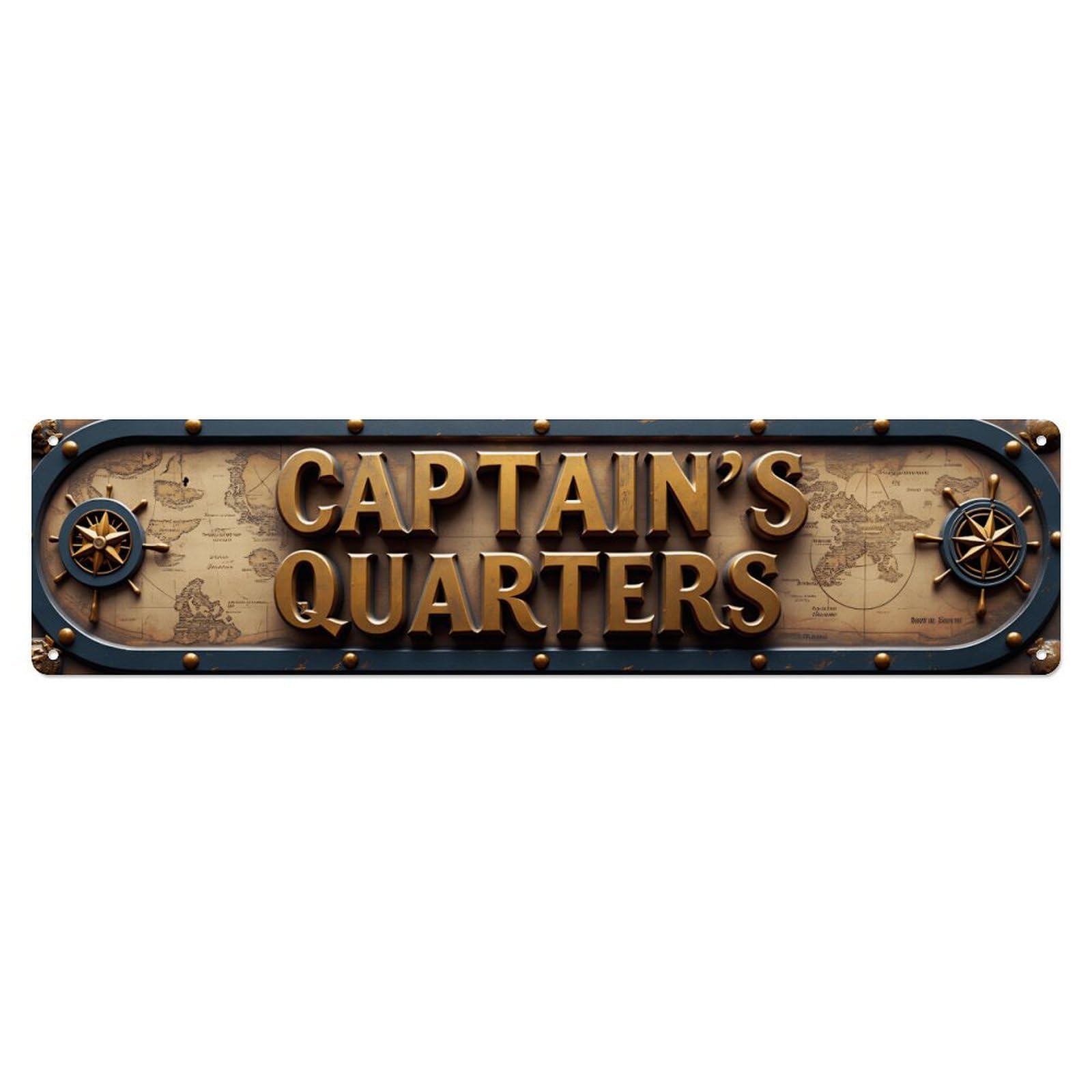 Vintage Captain's Quarters Nautical Metal Sign Vintage Aluminium Metal Sign, Retro Wall Decor for Home, Bar, Garage & Farmhouse 10 * 40cm