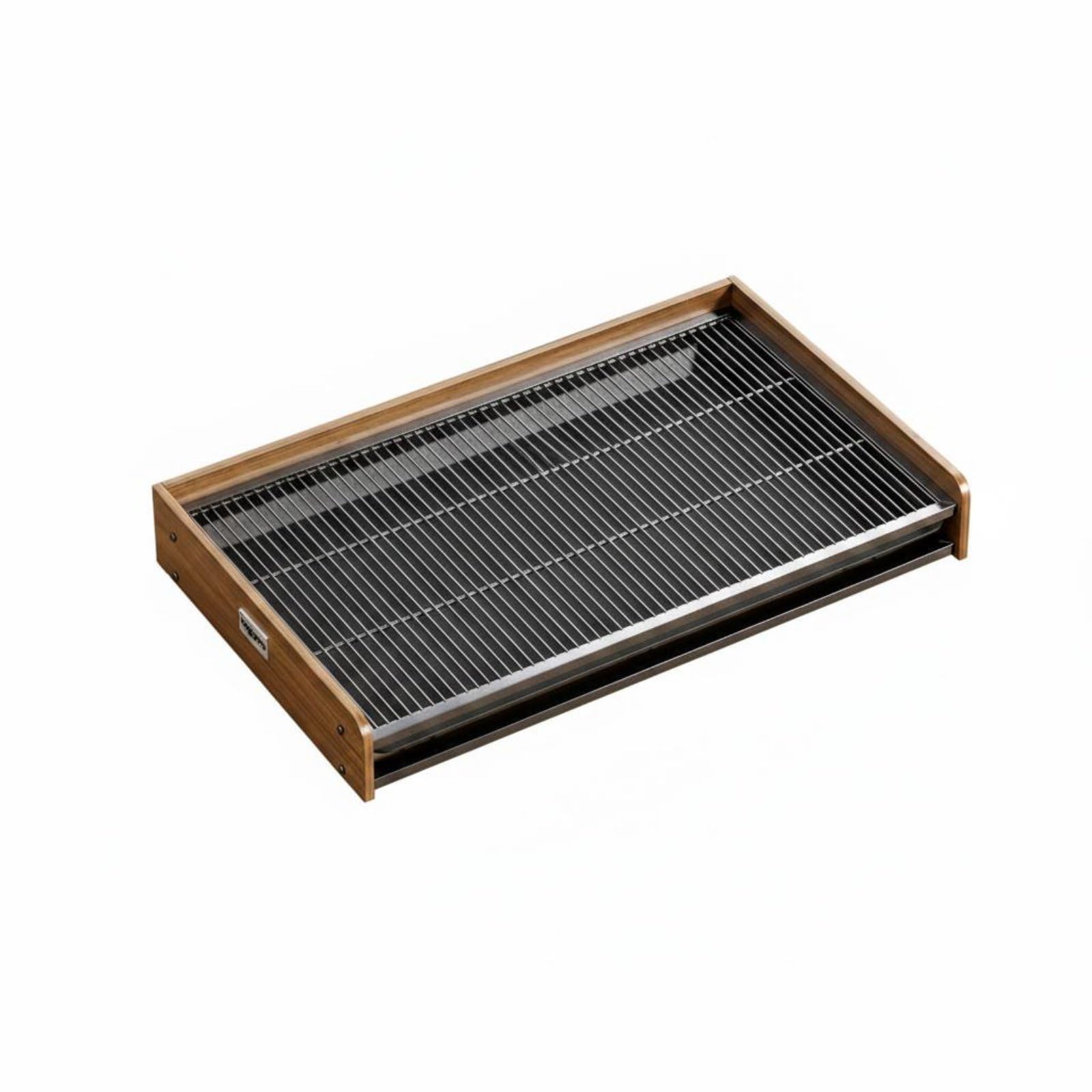 perfeclan Entrenador de Baño para Perro Bandeja Higiénica para Mascotas Marco Reforzado Mantenimiento Fácil Material Densidad Adecuado para Interior Balcón Rutina Diaria, Acero+Madera+M
