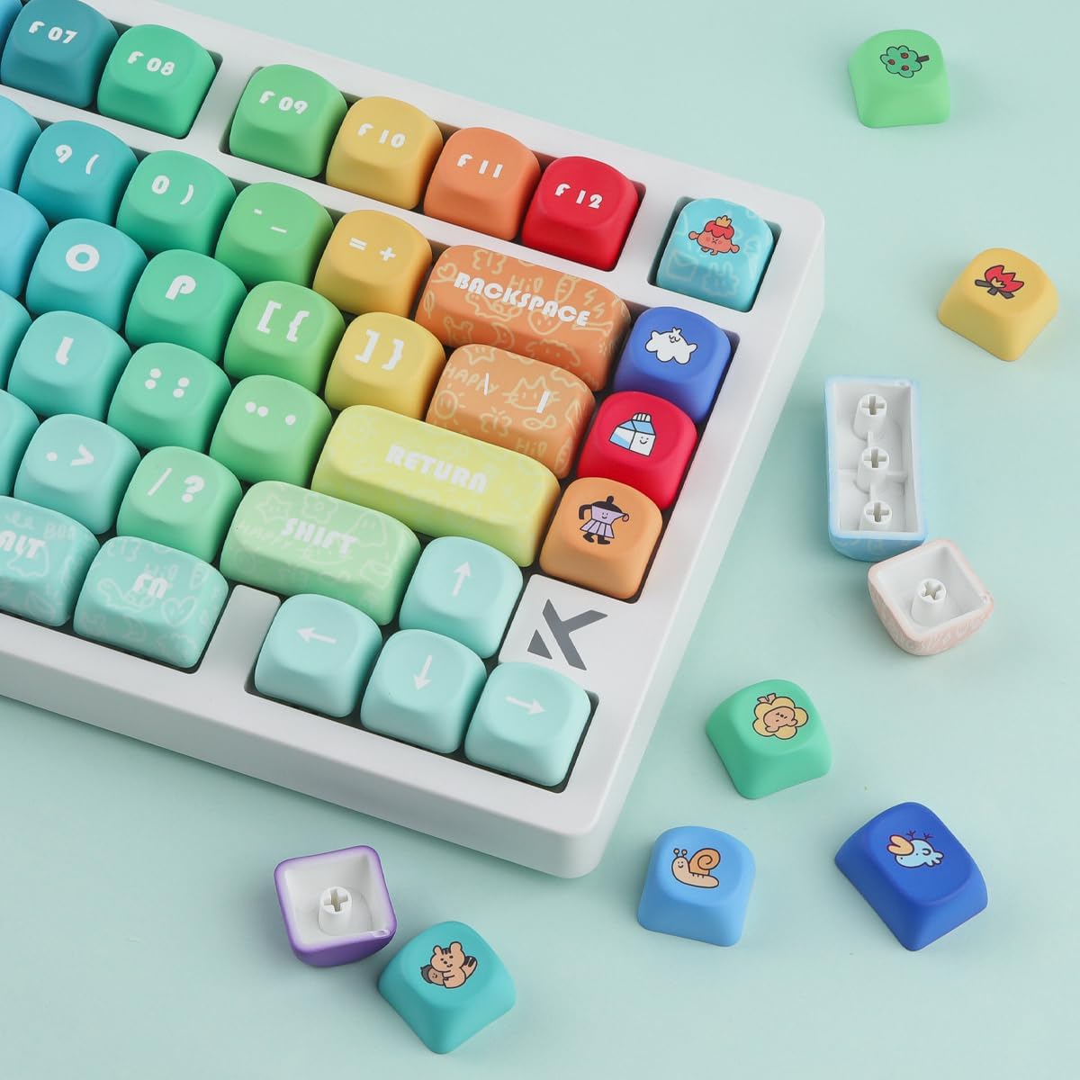 JOMKIZ Rainbow PBT Keycap Set, 133 Keys MOA Profile, Dye-Sublimation, Vibrant Colorful Keycaps for Cherry Gateron MX Magnetic Switches 60 65 75 100 Percent Mechanical Keyboard
