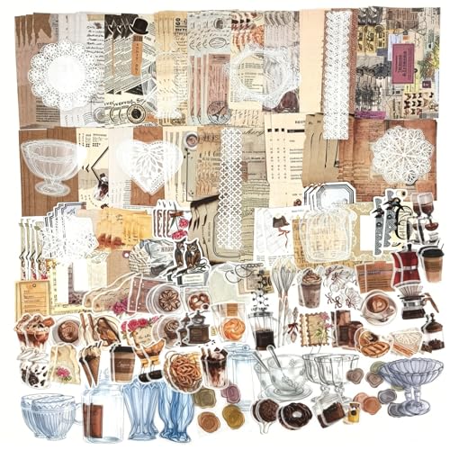 Autocollants scrapbooking café et pain pour décorer votre agenda et vos carnets de notes intimes