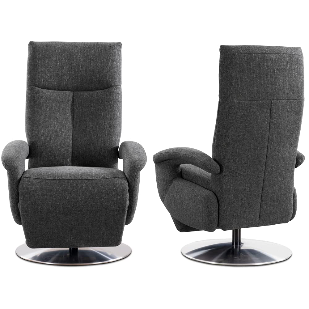 CAVADORE TV-Sessel Tirol / Fernsehsessel mit Aufstehhilfe, elektrisch verstellbarer Relaxfunktion / 2 E-Motoren / 74 x 112 x 82 / Strukturstoff: Grau