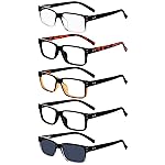 Eyekepper 5 Pack Reading Glasses for Men - Includes Reader Sunglasses - Classic Readers +3.50