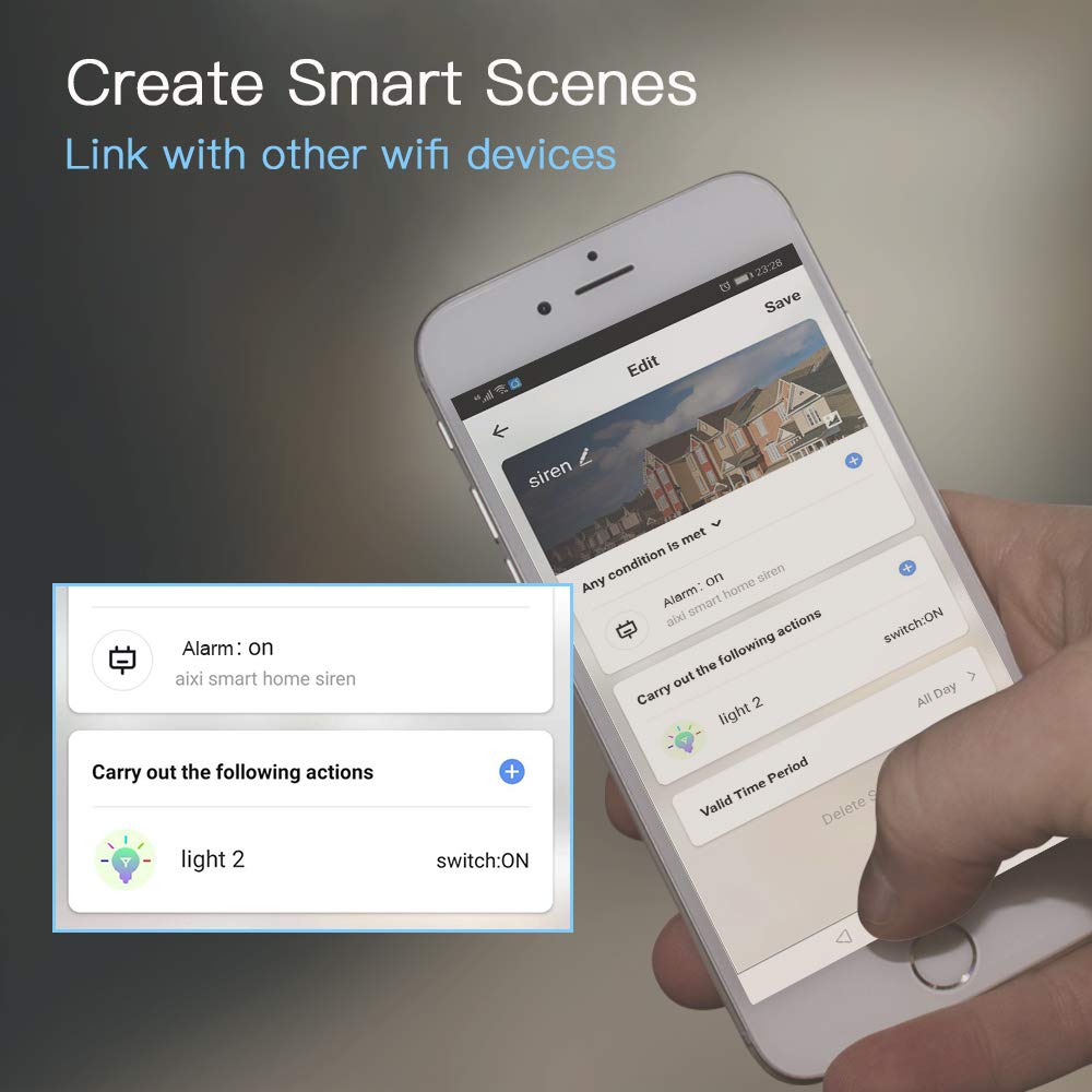 Smart Wi-FI 433Mhz Système de sécurité d'alarme de sirène avec Fonction de Sonnette - Smart Life APP contrôle (Kit 1)