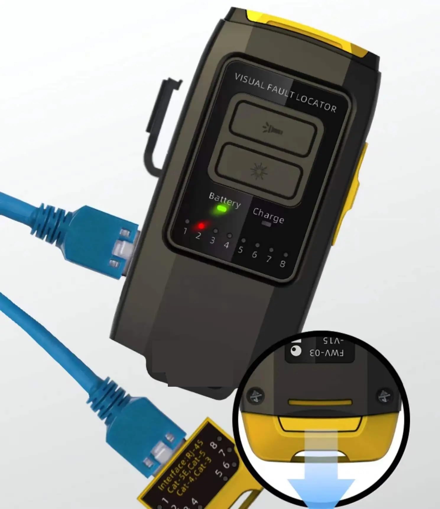 Localisateur visuel de défauts, testeur de câbles à fibre optique, connecteur FC/SC/ST, RJ45, test de câbles optiques rouges VFL 15 MW, 30 km(15MW)