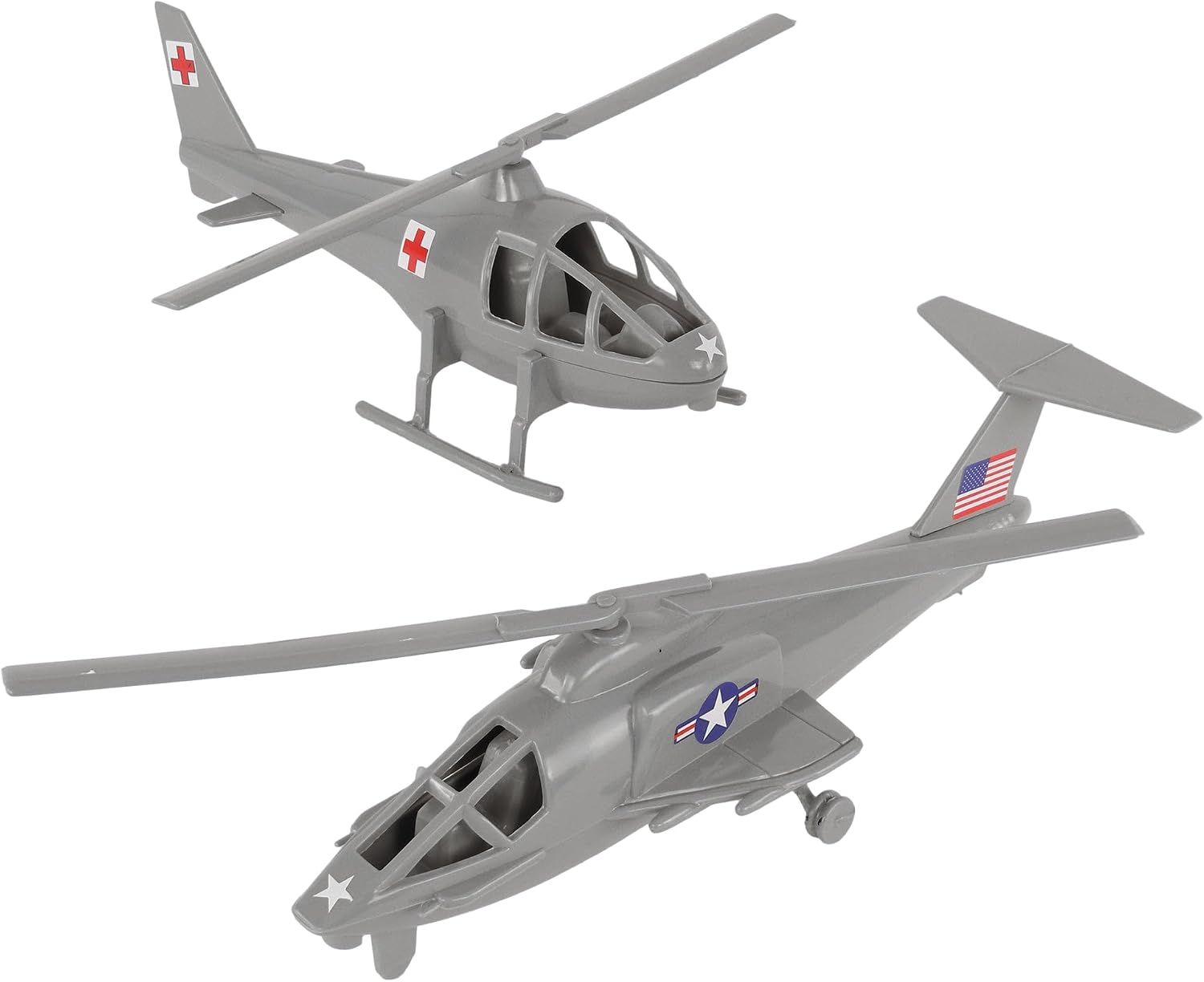 TimMee Air Support Helicopters - 2pc Gray Plastic Army Men Choppers US Made