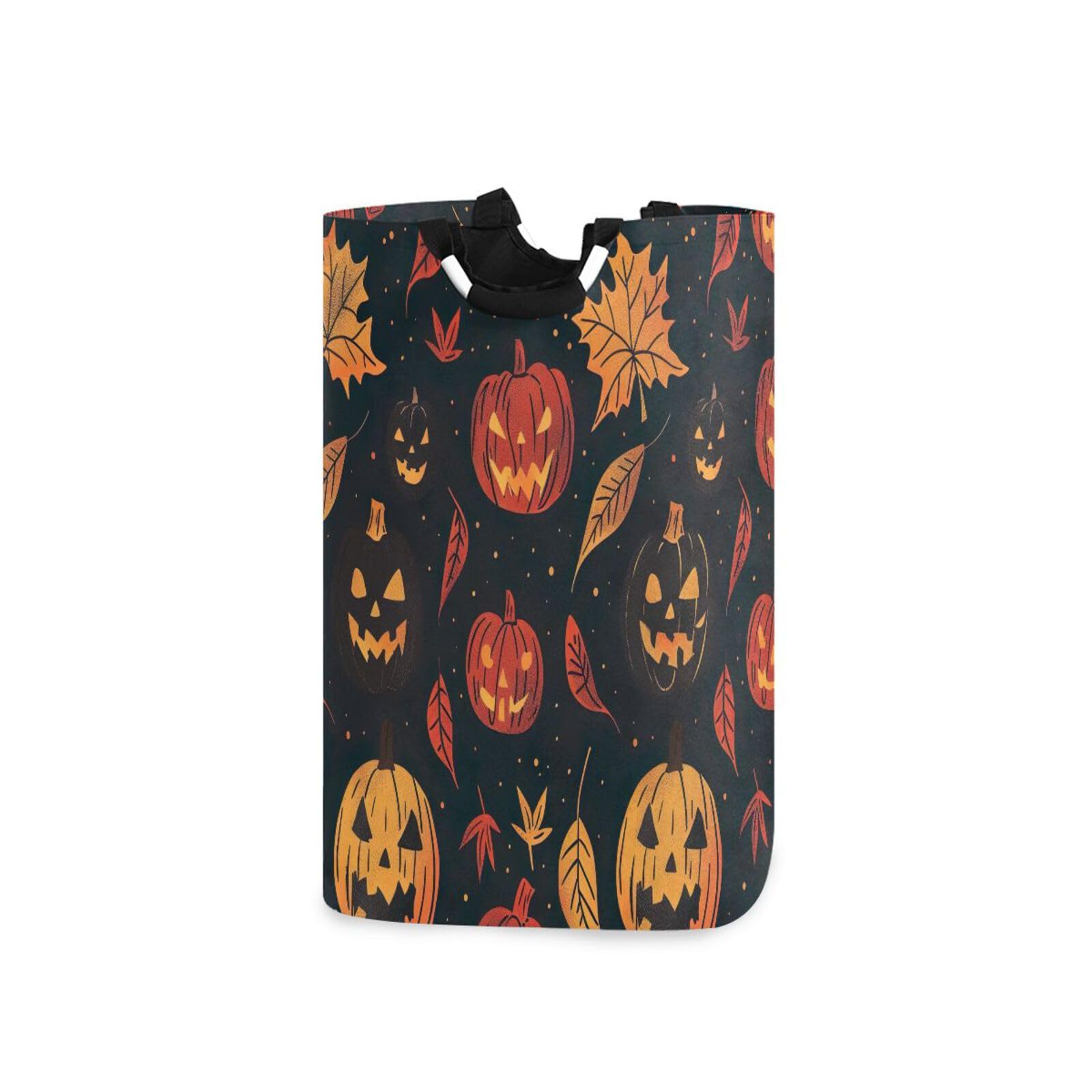 Jihqo Laundry Hamper Basket Halloween Pumpkin Collapsible Nursery Storage Bin Waterproof Clothing Baskets for Home Bedroom Bathroom Washing Room