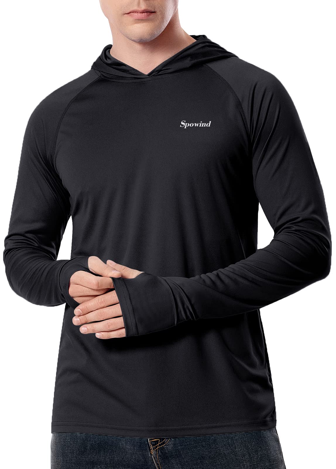 Men's UPF 50+ Sun Protection Hoodie Long Sleeve SPF UV Quick Dry Lightweight Athletic Fishing Shirt with Thumbholes