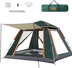 Barraca de Camping Automática 4-6 Pessoas, Impermeável com Mosquiteiro e Cobertura Solar, Dobrável