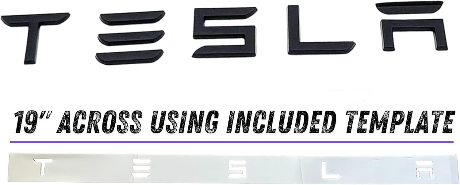 Metal T Logo Tesla Letters Performance Ludicrous Emblem Logo Decal Sticker Front Rear Tailgate in Matte Black for Tesla Model Y Juniper Launch Edition