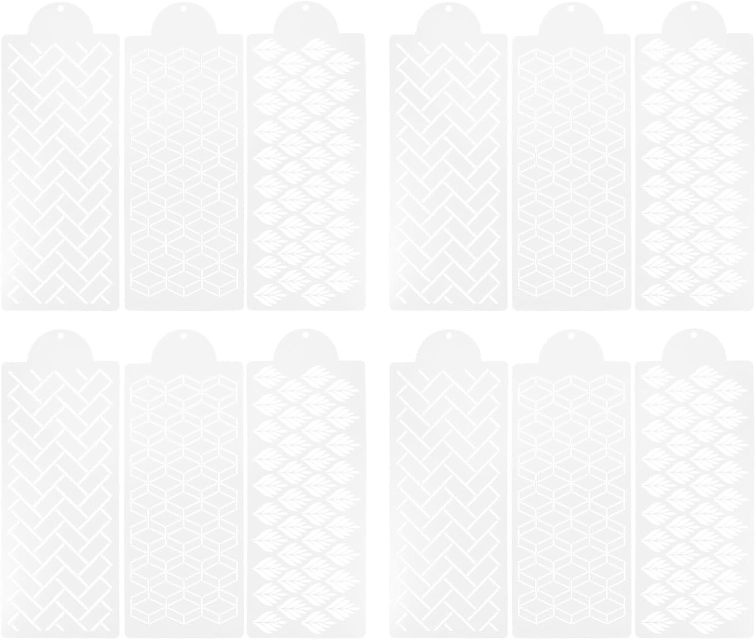 12pcs Cake Baking Decorative Molds Plastic Stencils Embossing Templates for Party Cake Decorating and DIY Pastry Decoration Tools