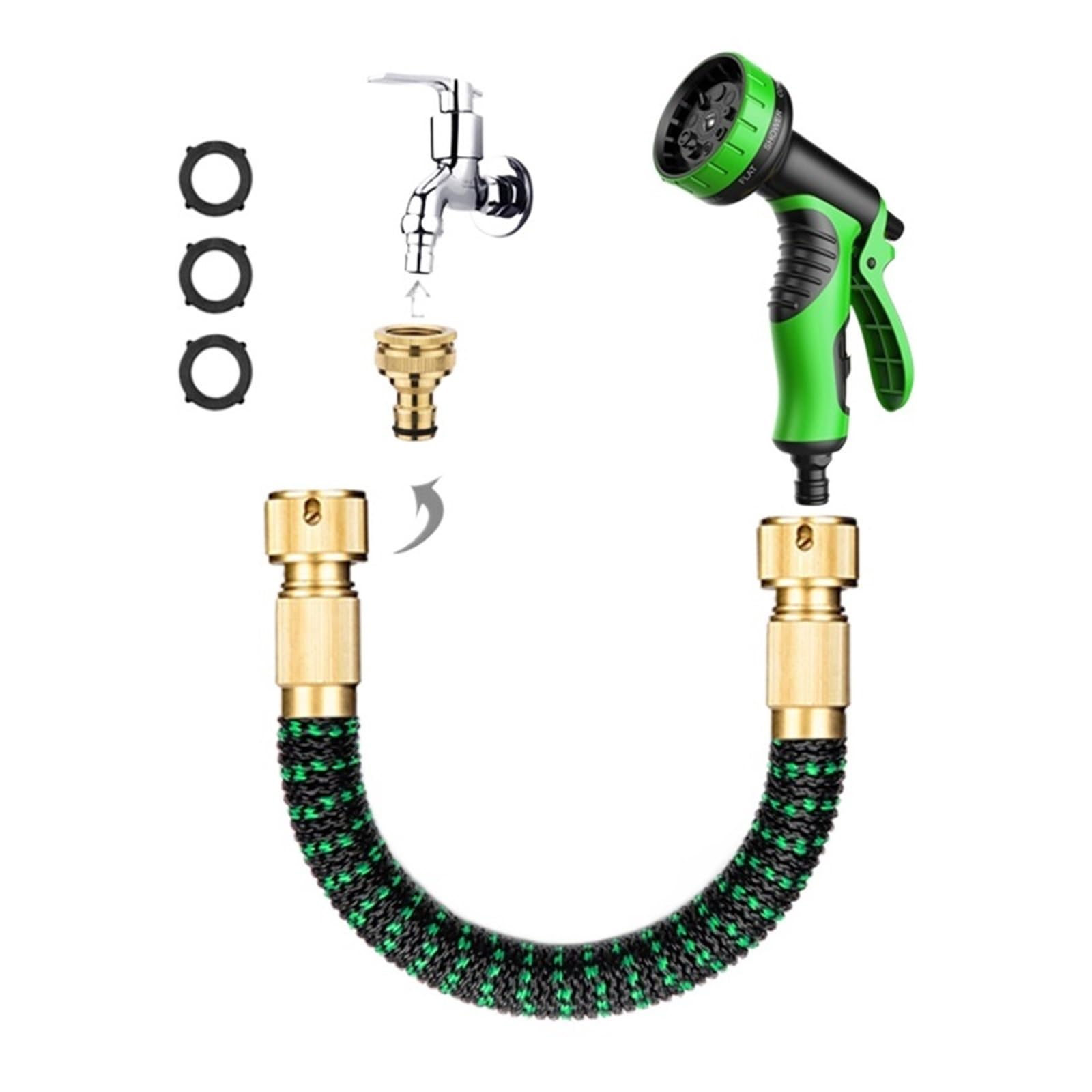 Tubo da giardino, tubo da giardino espandibile da 7,5 m, tubo dell'acqua da giardino ad alta pressione, connettore in metallo espandibile, bobina per irrigazione agricola (dimensioni: 7,5 m)