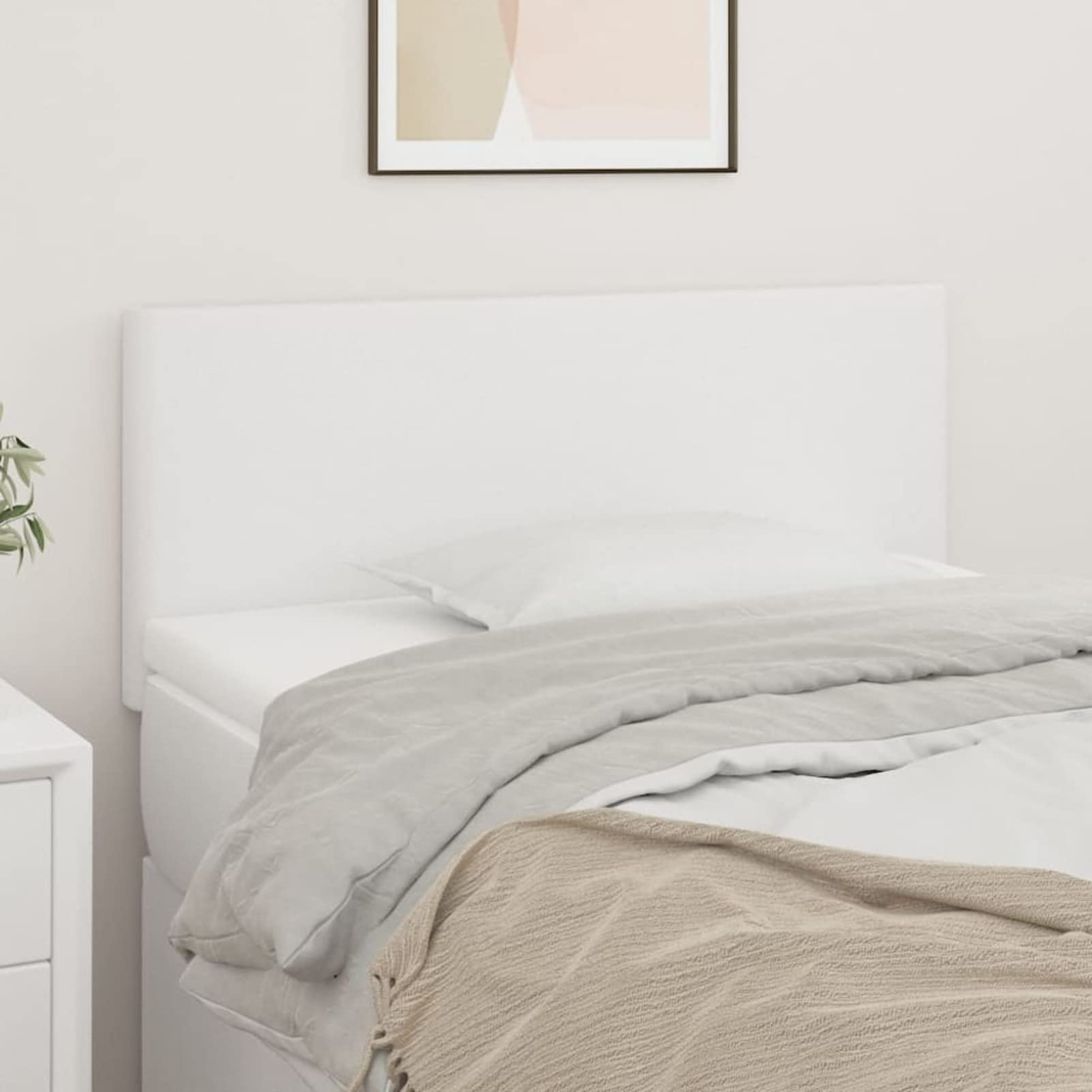 Homgoday Tête de lit classique en similicuir blanc - Hauteur réglable, soutien dorsal, dimensions 90 x 5 x 78/88 cm