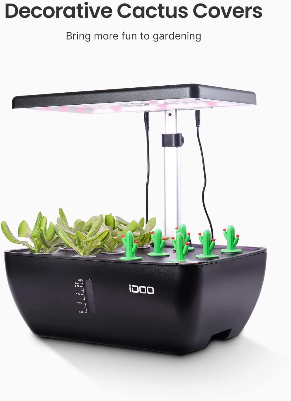 iDOO Smart Garden, Sistema de Cultivo Hidropónico con WiFi, Tanque de Agua de 6.5 L, Lámpara LED de Planta, Ventilador, 12 Vainas Huerto Interior, Altura Ajustable Jardín WiFi Inteligente