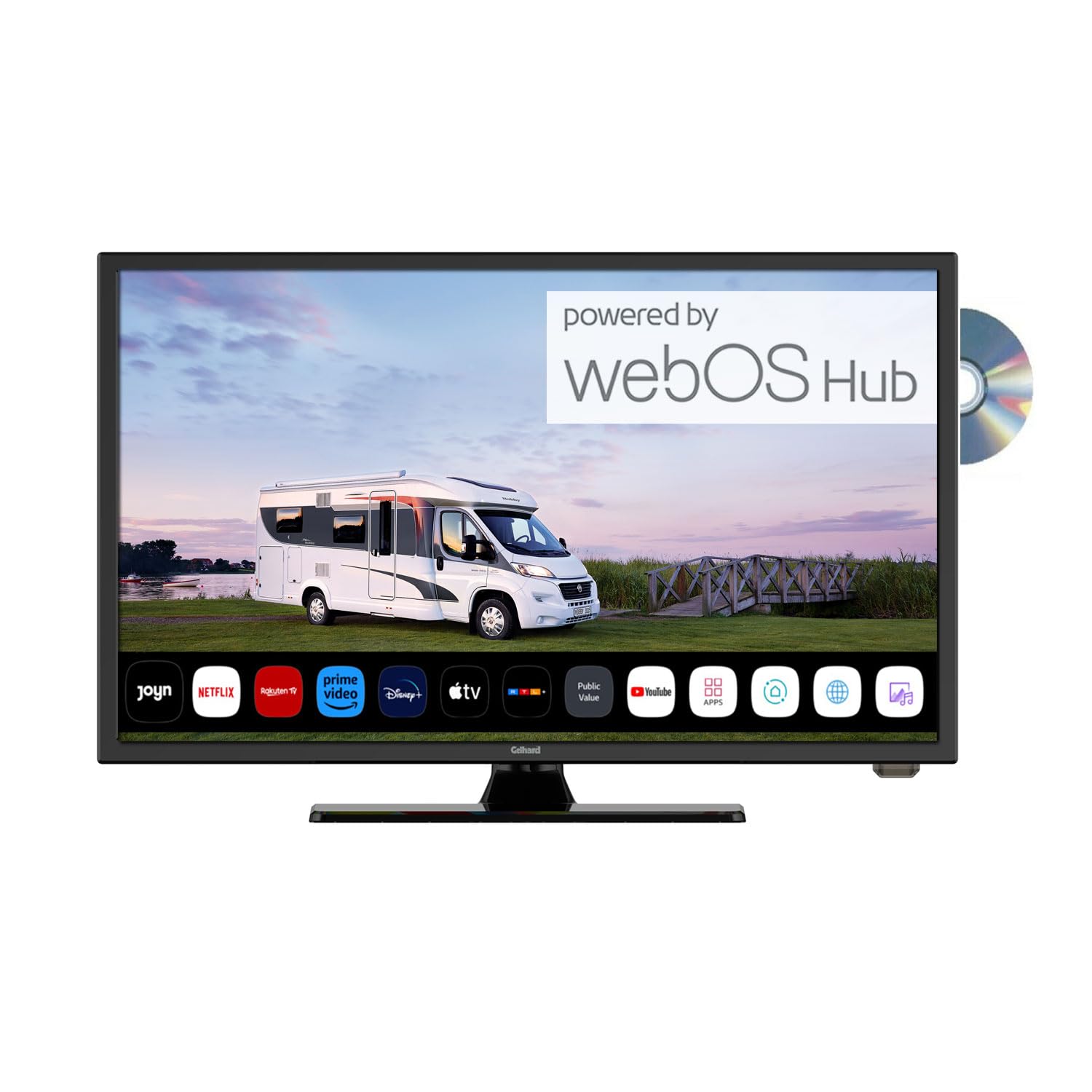GTV1956 LED Smart TV WebOS mit DVD und Bluetooth DVB-S2/C/T2 für 12V u. 230Volt WLAN HD