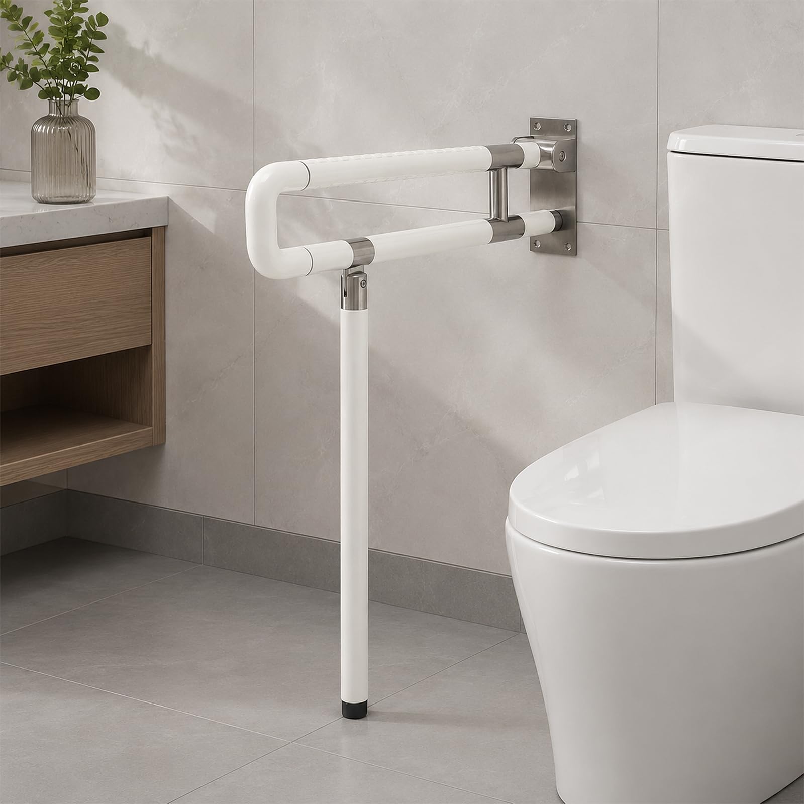 WC-Handel - Asa plegable para inodoro | Mango para inodoro con superficie antideslizante, anillo luminoso y capacidad de carga de 300 kg, para personas mayores