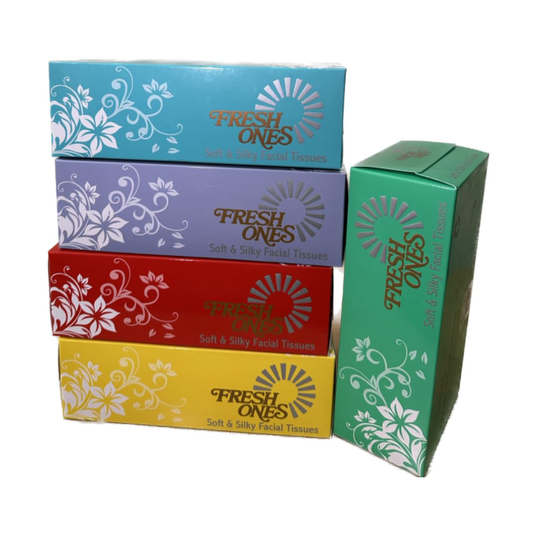 FRESH ONES Facial Tissues Paper Box Super Soft Super Absorbent Tissues (100 PULLS X 2 PLY) (Pack of 5)