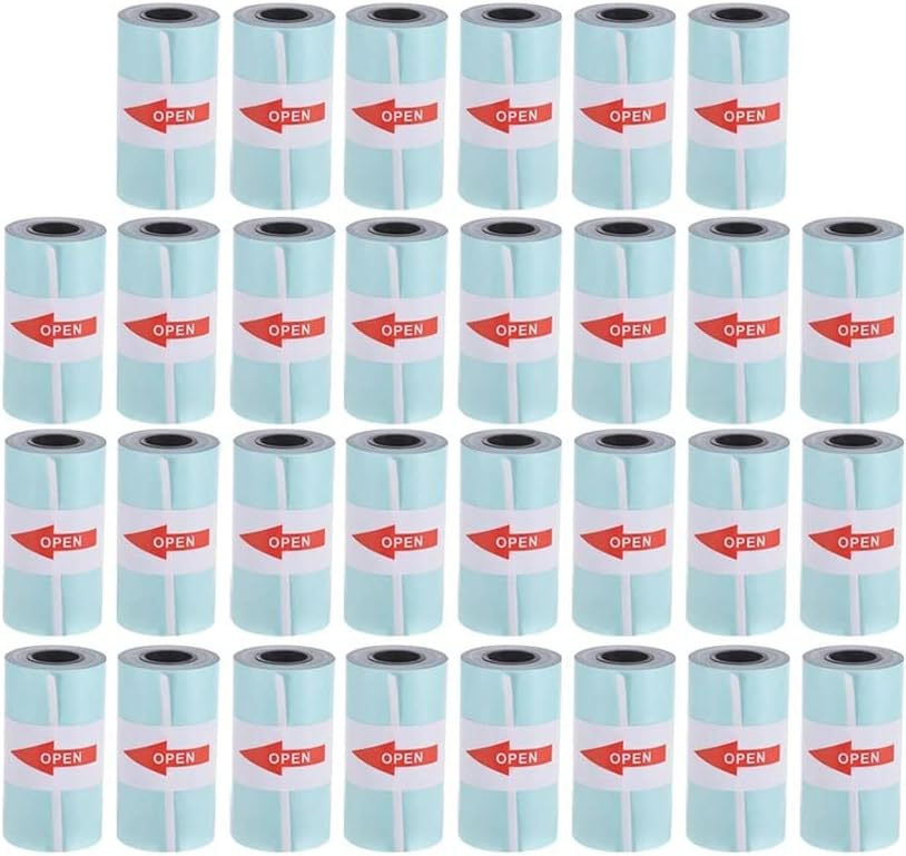 30 Rolls Thermal Paper with Self-Adhesive Printable Sticker Paper Roll Direct 57 * 30mm for PeriPage A6 Pocket PAPERANG P1/P2