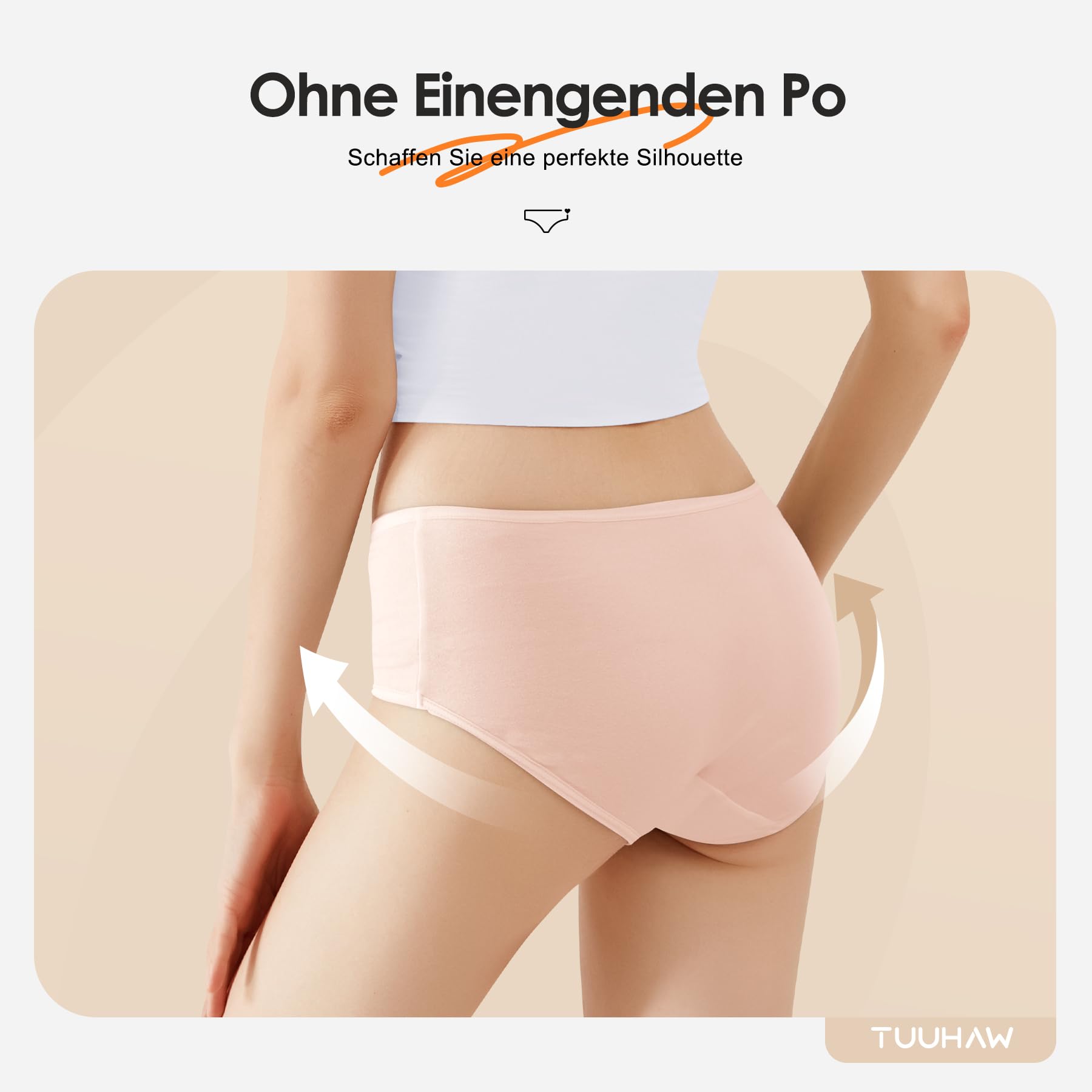 TUUHAW Mutande da Donna Midi Vita in Cotone Elasticizzato Pacco da 6