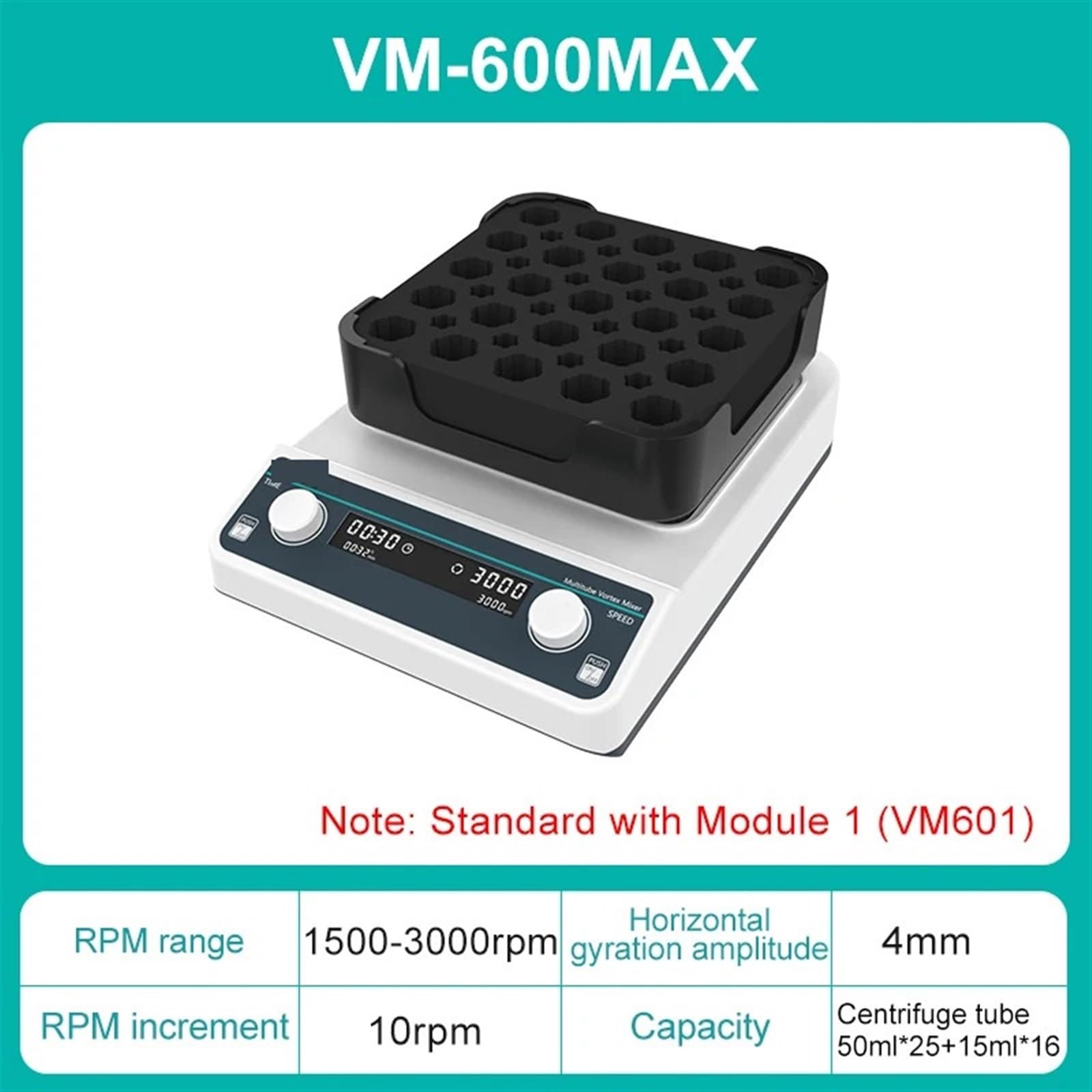Mini-Wirbelmischer, Multi-Tube Vortex Mixer Mit Digitalanzeige Multi-Probe Für Laborgeräte Oszillator 3000 U/min Für für Labor(Module 604)