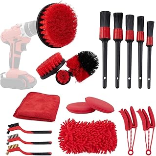 JSCARLIFE 17 Pcs Car Cleaning Tools Kit with Car Detailing Brush Set,Auto Detailing Drill Brush Set,Car Cleaning Kit for Cleaning Wheels, Dashboard,I Interior, Exterior, Leather, Air Vents, Emblems