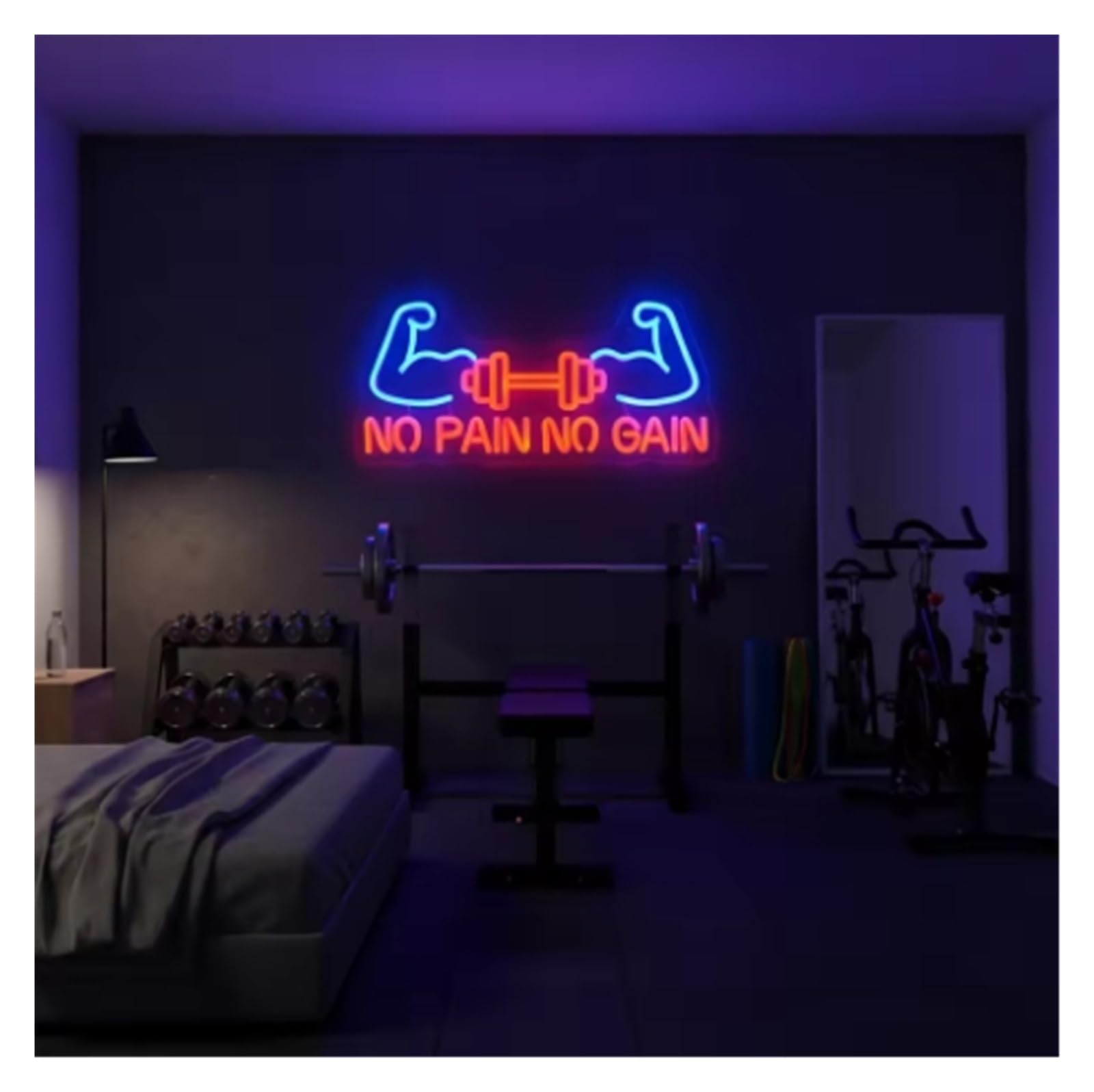 Luci al Neon Da Parete Manubri Dimmerabili Con Insegna Al Neon No Pain No Gain Muscoli Luminosi A Per Competizioni Di Bodybuilding In Palestra, Club Fitness