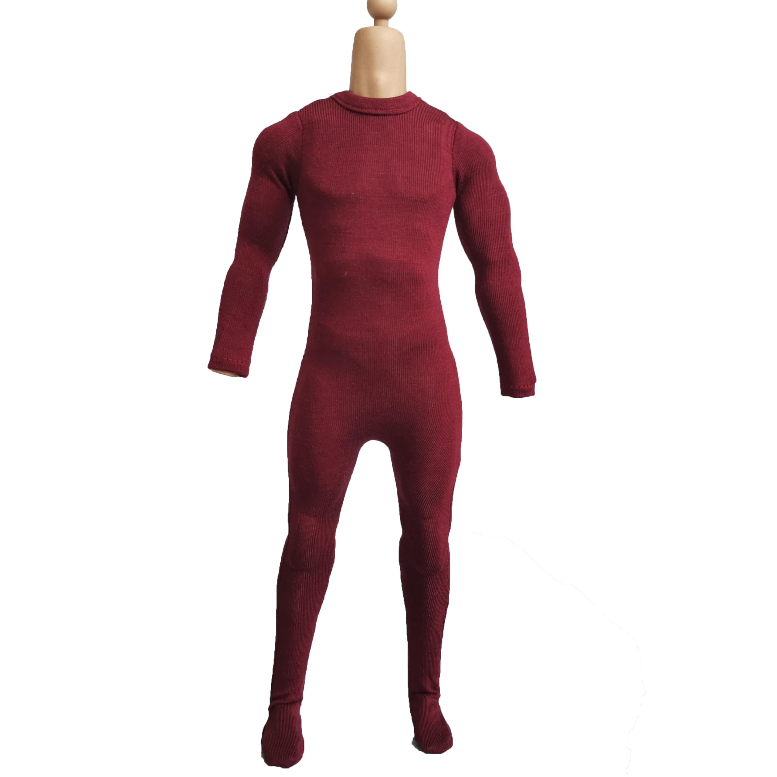 SSbeauty M 1/6 Scale Male Figure Clothes Long Sleeved Bodysuit Undercoat Jumpsuit Cloth for 12'' Action Figure Doll Clothes (Red)