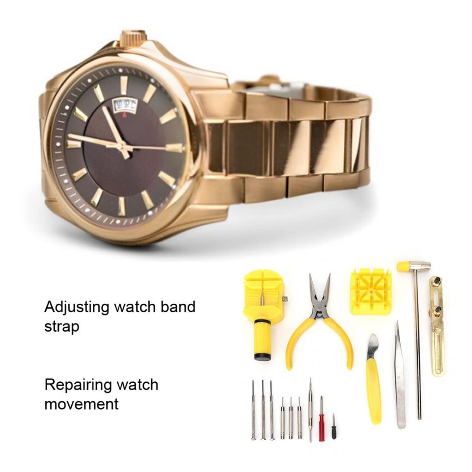 Kit de herramientas de reparación de relojes multifuncional de calidad de 16 piezas, abridor de caja trasera de reloj, juego de pinzas y destornilladores, juego de ajuste de correa de reloj, kit de re