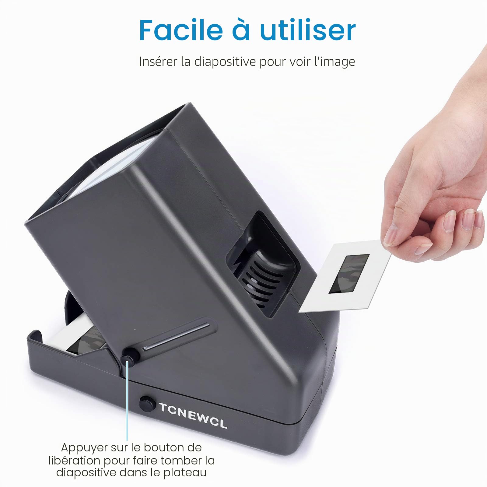 TCNEWCL Visionneuse de Diapositives et Négatives de 35 mm, Visionneuse de Films de Bureau à la Lumière du Jour avec Un Grossissement de 3X, USB, LED