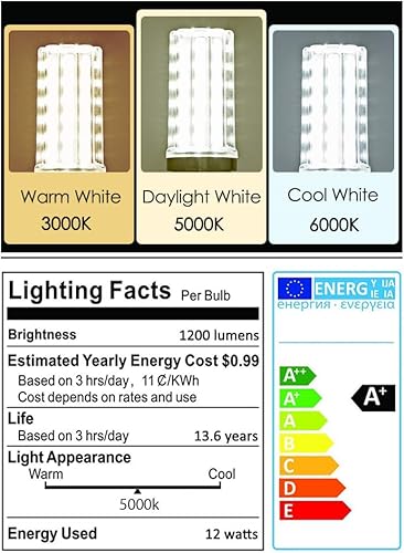 Miniatura 9 de Focos LED E12 de 12 W, focos LED de candelabro, equivalente a 100 W, 1200 lm, luz blanca luz de día 5000 K, base E12, focos LED para araña no