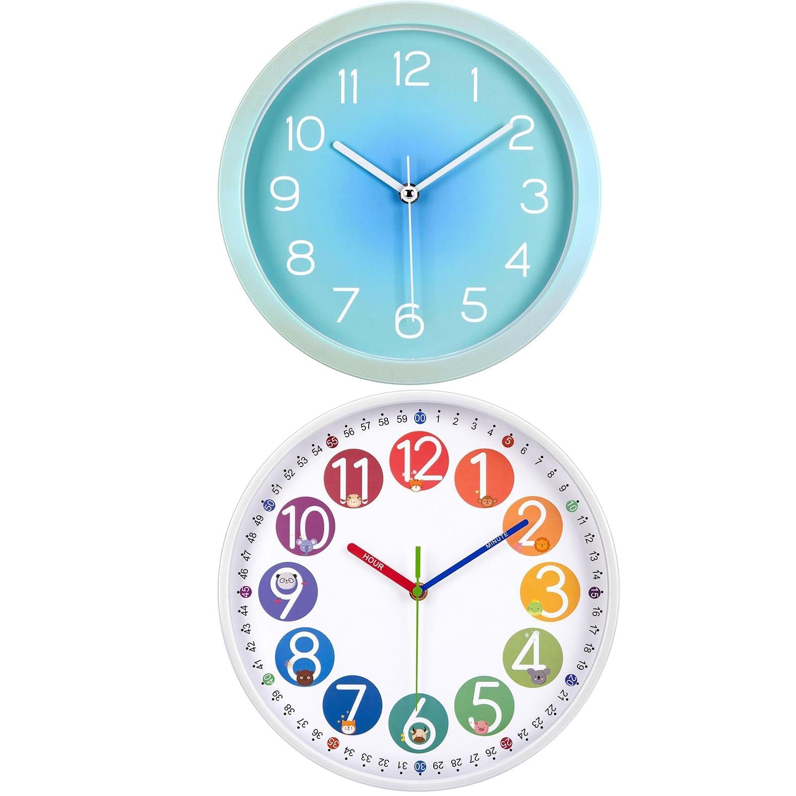 Kids Clock - Learning Analog Clock for Kids -Small Silent Wall Clock - Telling Time Teaching Clock for Kids - Silent Clock for Teaching Time for Bedroom Kitchen Office Living Room Home Decor Bathroom