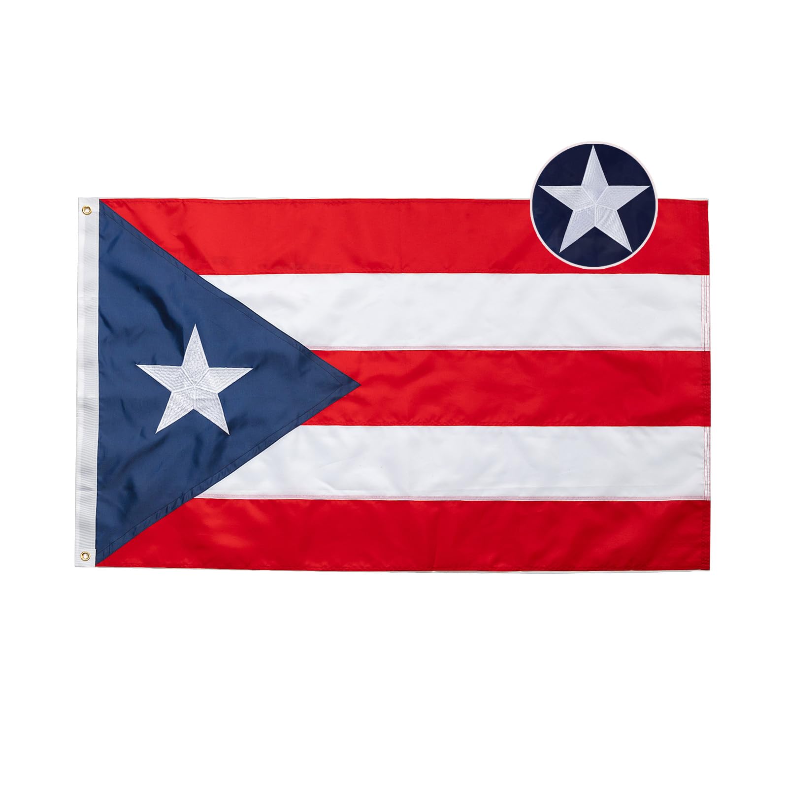 Puerto Rico Flag 3X5 Ft Outdoor, Double Sided Puerto Rican Flag with Embroidered Star, Heavy Duty Puerto Rico Flags with 2 Brass Grommets