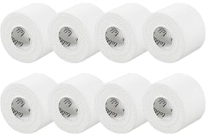 (8 Pack) White Athletic Tape Rolls for Athletes - Strong Sticky No Residue