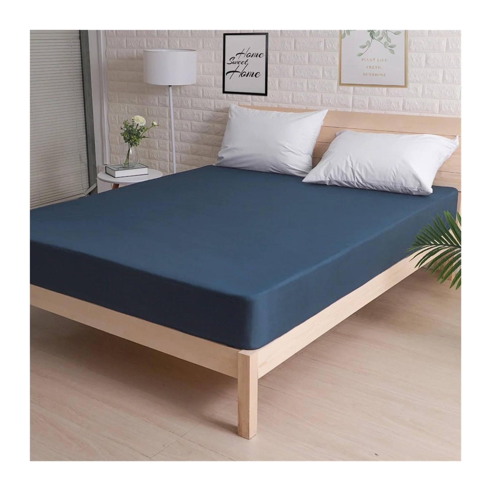 Sábana Bajera Sábana Ajustable, Funda de colchón Impermeable, Funda de Cama Colorida, Bolsillo Profundo Transpirable for 30CM, 1 Unidad(Light Cyan,150x200x30CM)