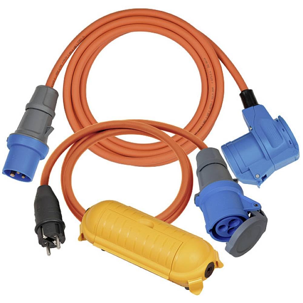Brennenstuhl Set adattatore da campeggio, cavo adattatore CEE, 1,5 m, CEE 230 V, 3 m, Safe-Box Big IP44 (accessorio ideale per il campeggio, IP44)