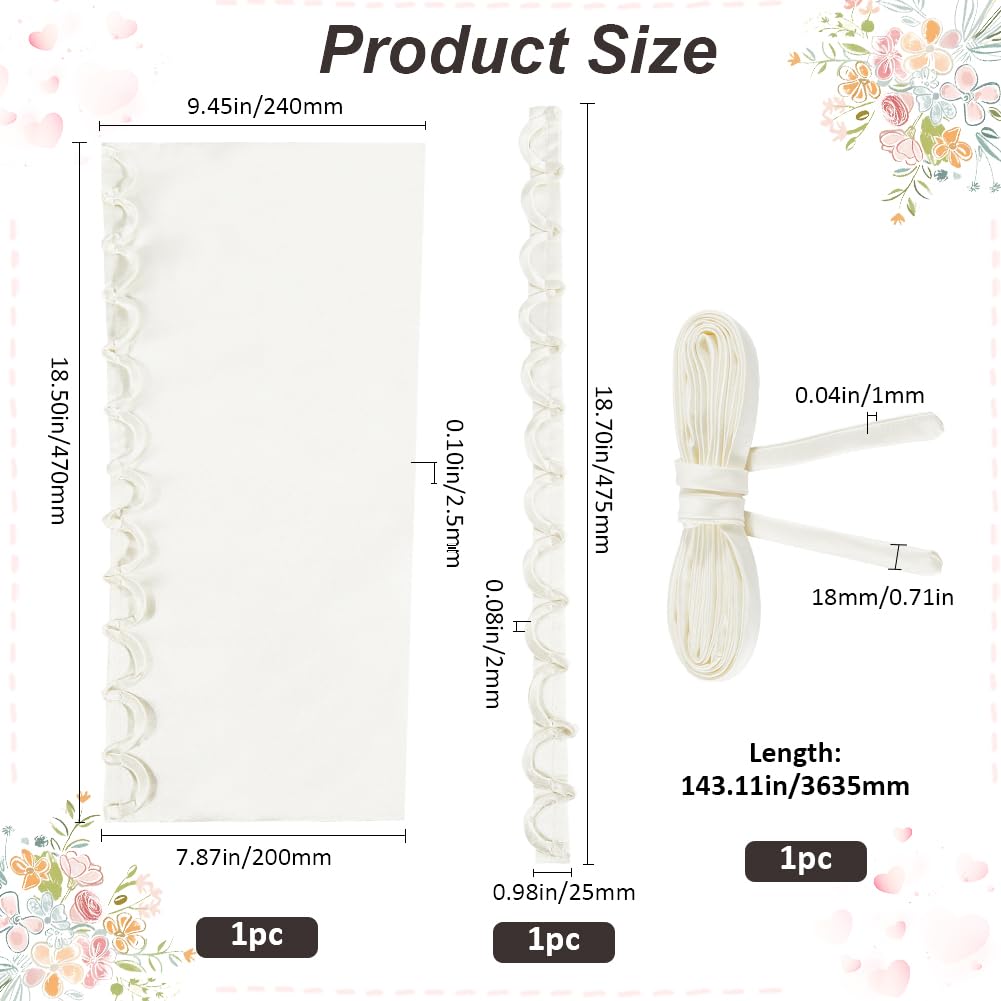 GORGECRAFT Kit Corsetto Posteriore in Raso Kit Corsetto per Abito da Sposa Cerniera di Ricambio Cerniera Posteriore Regolabile Estensione Tessuto con Lacci Passanti Cravatte Nastri per Abito Beige