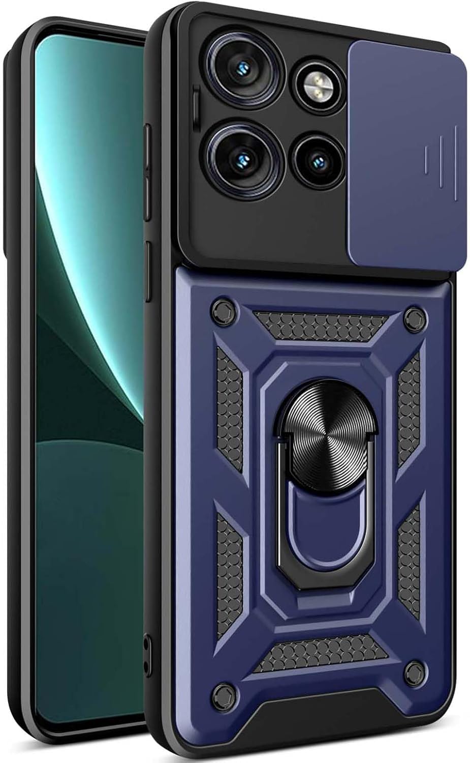 Wellpoint Trendy Compatible Designer for Motorola Moto Edge 50 Neo 5G,Ultra Thin Shockproof Armor Cover with Slide Camera Cover and Magnetic Ring Kickstand, PC+TPU Durable Back Case (Blue) (B0DGTJHMF9) Amazon Price History, Amazon Price Tracker