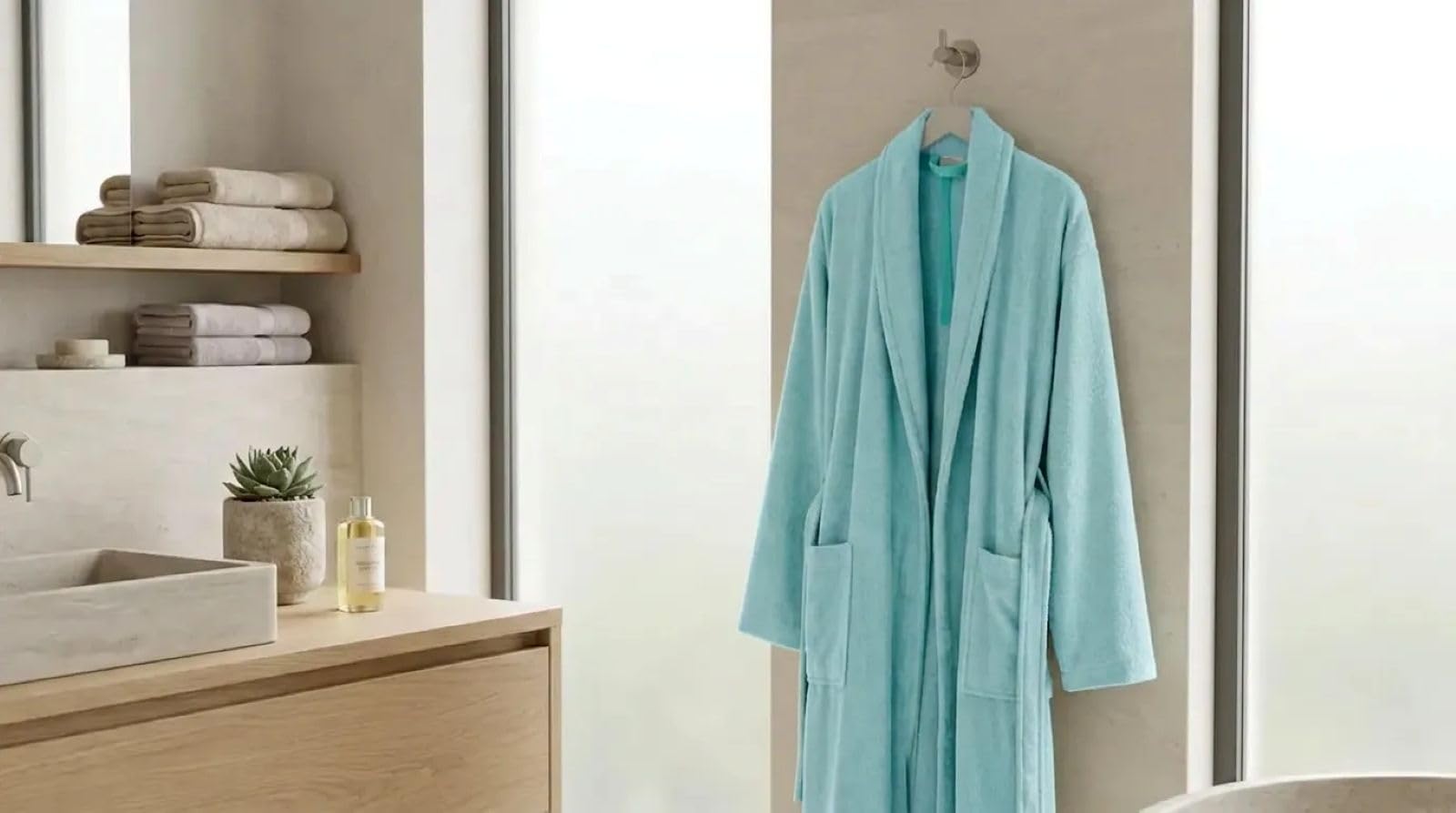 KOBEHOME%100 Pamuk Şalyaka Açık Mavi Bornoz 2XL