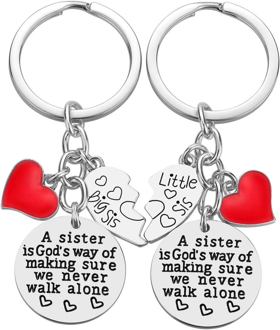 iWenShengSister Christmas Birthday Gifts from Sisters - 2PCS /3PCS Big Middle Little Sis Keychain